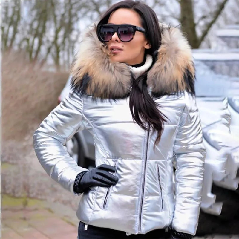 Women Thick Parka Fur Collar Hooded Jacket Coat 2023 Winter