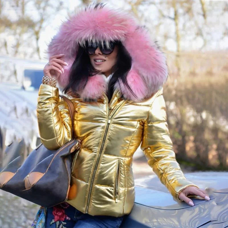Women Thick Parka Fur Collar Hooded Jacket Coat 2023 Winter