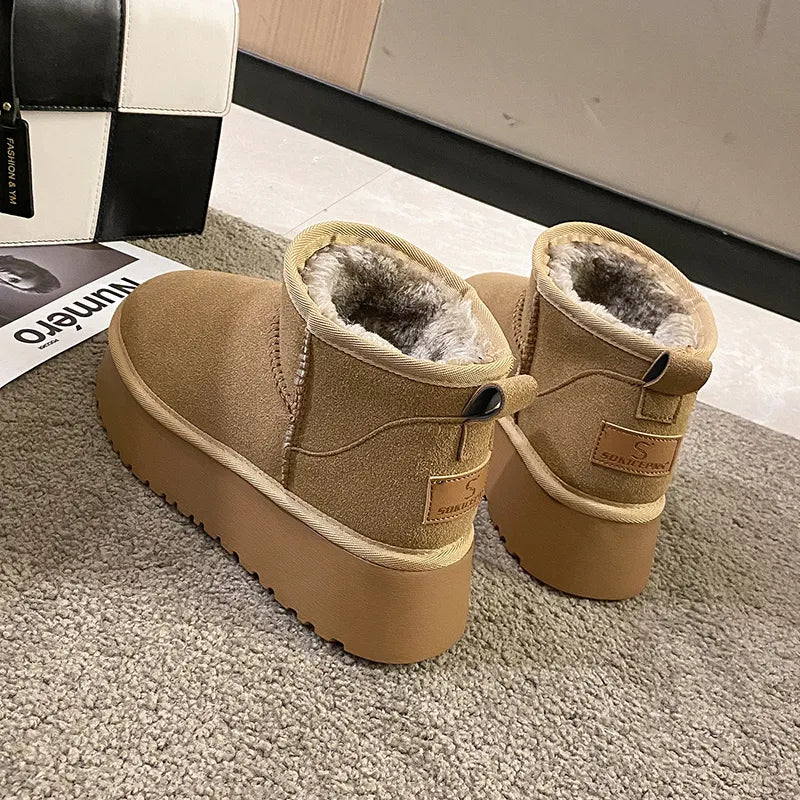 Winter Women Short Plush Warm Snow Boots Casual Shoes 2022 New Suede