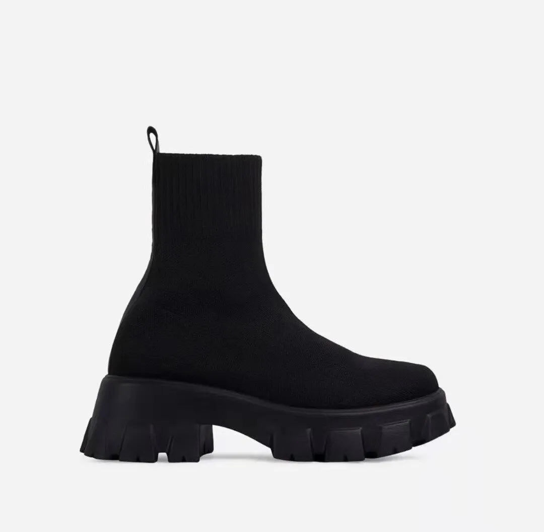 2023 Autumn Winter Couple Shoes Women Thick-Soled