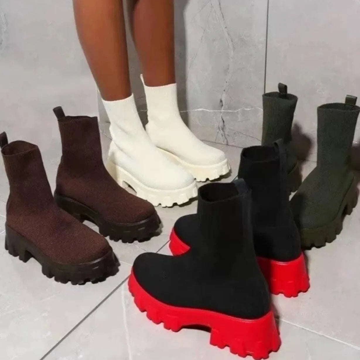 2023 Autumn Winter Couple Shoes Women Thick-Soled