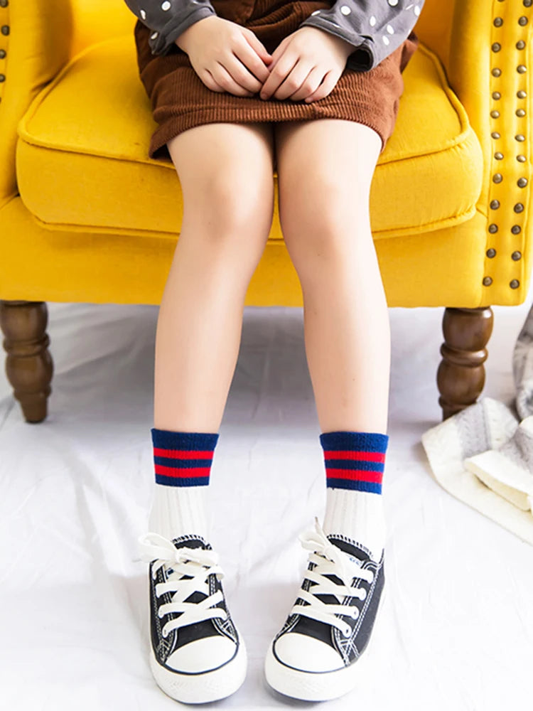 5Pairs/lot Kids Socks Autumn Winter Children Cotton Socks Striped Colorful Warm Thick Cool Baby Socks