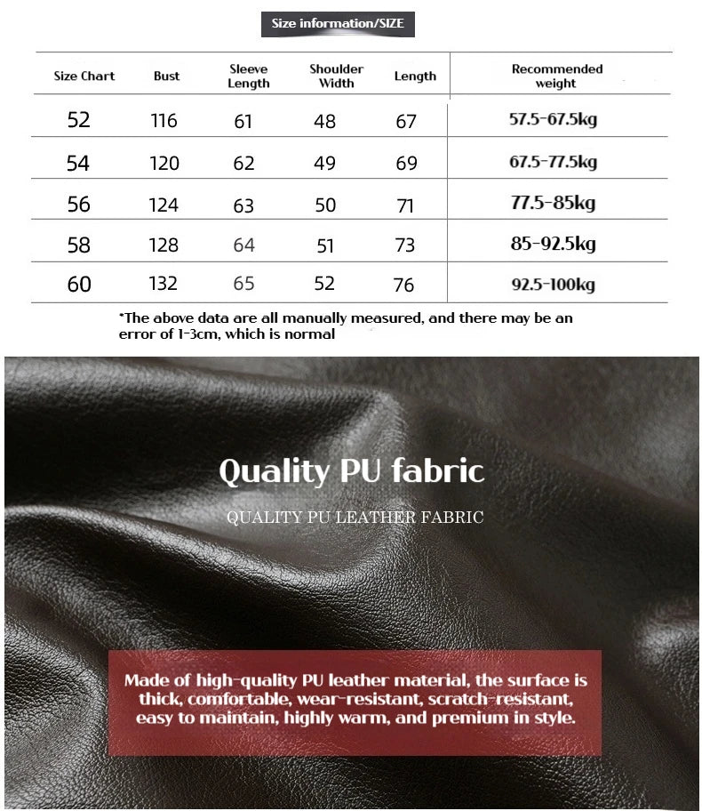 Retro Motorcycle Jacket 2025 New Men's Leather Jacket Winter Leather Coat Man Mens Fashion Casual Motorcycle Biker Jacket Warm