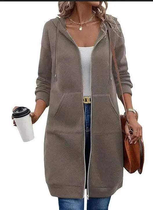 Women's Long Sleeve Hoodie Jacket Autumn Winter Outerwear Loose Fit Comfortable Warm Pullover Coat from Mainland China