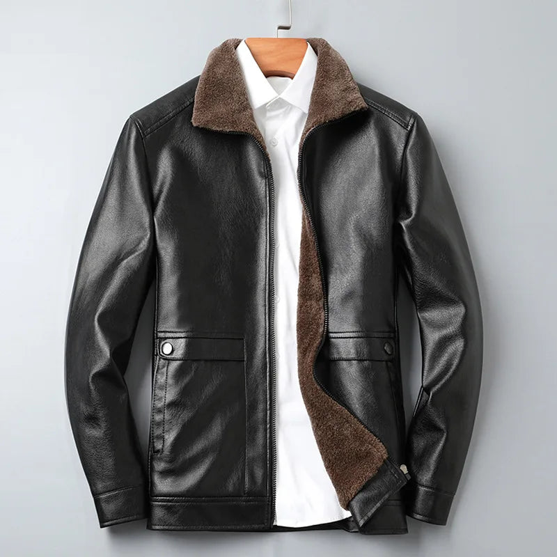 Retro Motorcycle Jacket 2025 New Men's Leather Jacket Winter Leather Coat Man Mens Fashion Casual Motorcycle Biker Jacket Warm