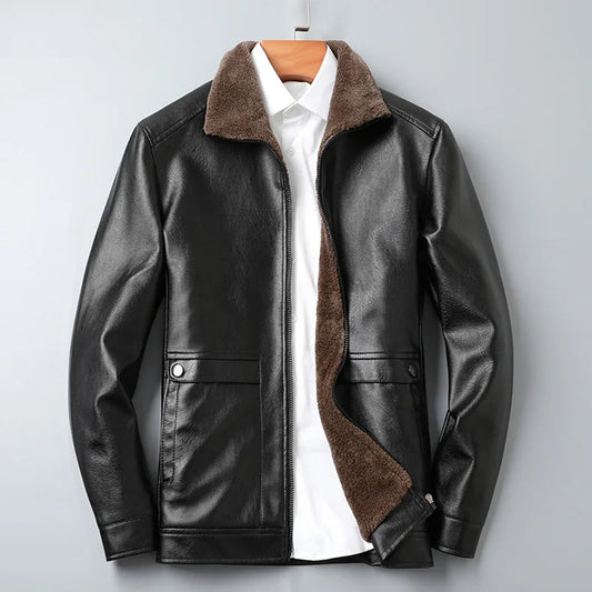 Retro Motorcycle Jacket 2025 New Men's Leather Jacket Winter Leather Coat Man Mens Fashion Casual Motorcycle Biker Jacket Warm