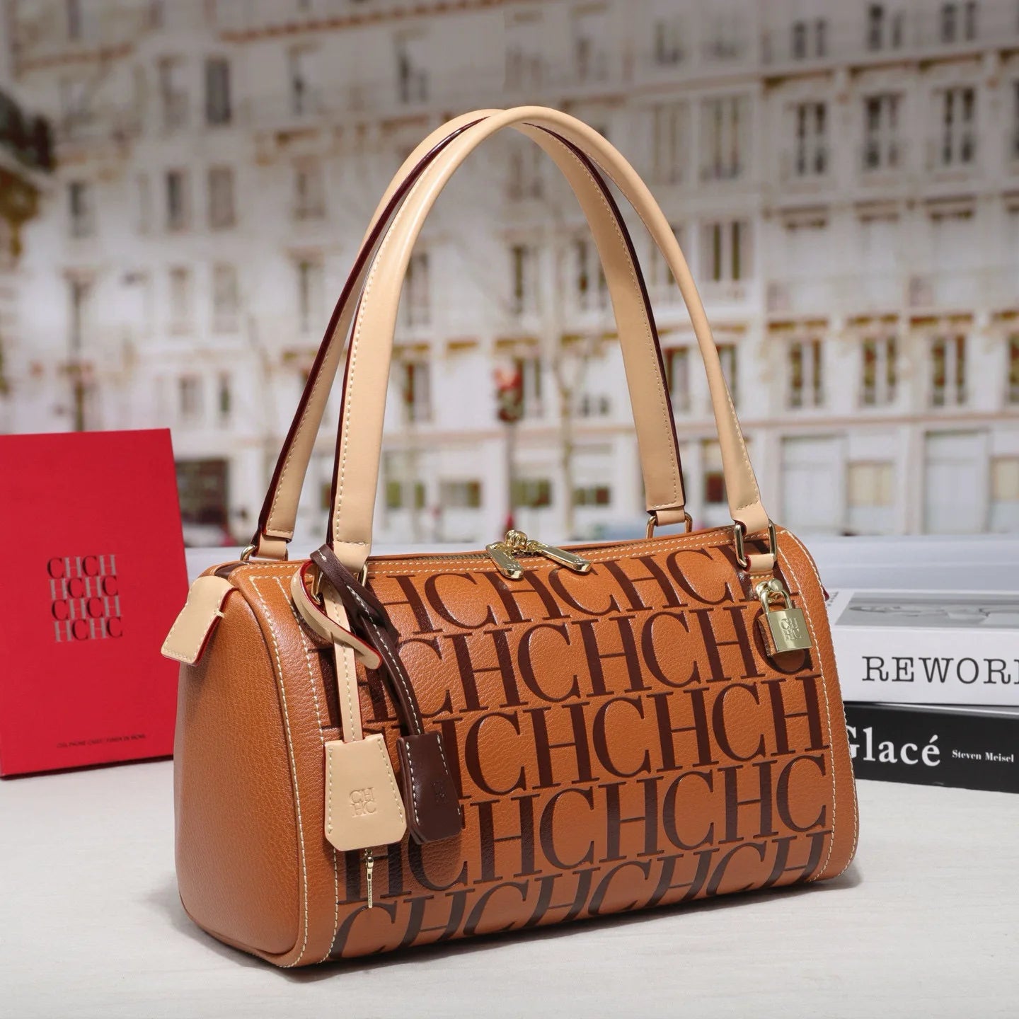 2025 Carolina Herrera Style Women's Bag High-end Shoulder Bag Boston Pillow Bag Classic Letter Handbag