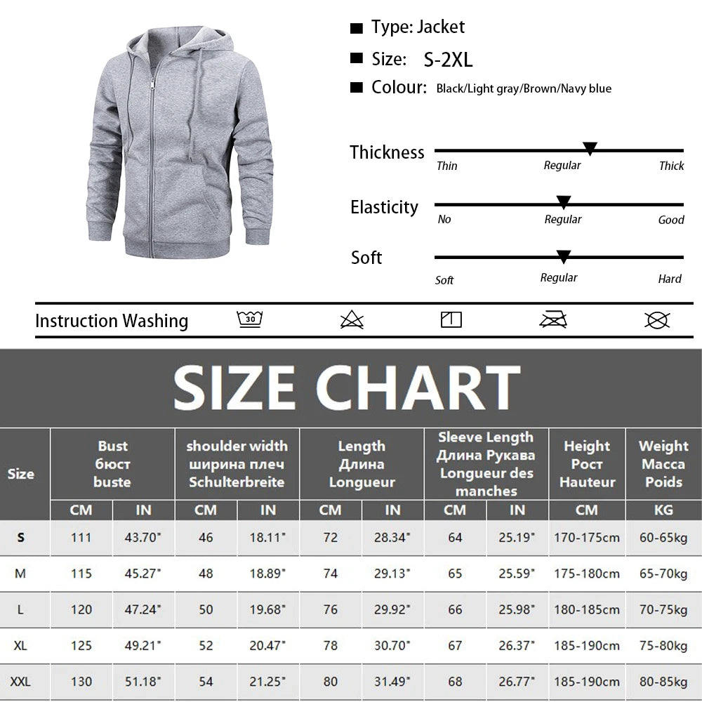 Men's Zip Hoodie Jacket Hooded Sports Outdoor Daily Basic Casual Autumn Winter Hoodies Sweatshirts Cardigan Jacket