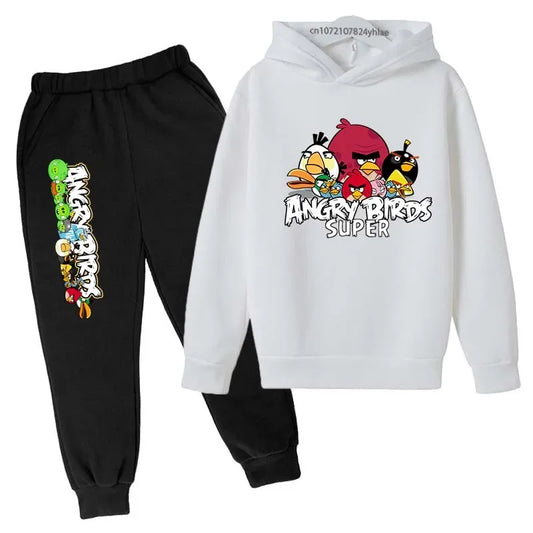 Angry Birds Logo Sweatshirt Set Printed Clothes + Pants Two-piece Set Autumn and Winter Must-Have Suitable for 3-13 Years Old