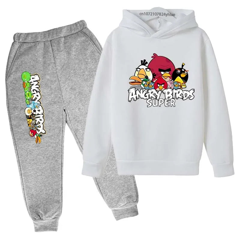 Angry Birds Logo Sweatshirt Set Printed Clothes + Pants Two-piece Set Autumn and Winter Must-Have Suitable for 3-13 Years Old
