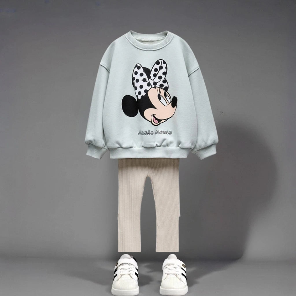 Autumn New Children Clothes Long Sleeve Suit Printed Cartoon Minnie Baby Girls Casual Tracksuits Kids Hoodie + Leggings 2pc/set