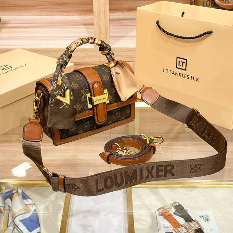 Brand women's handbag 2025 new autumn and winter designer shoulder crossbody bag fashionable and high-end small square bag