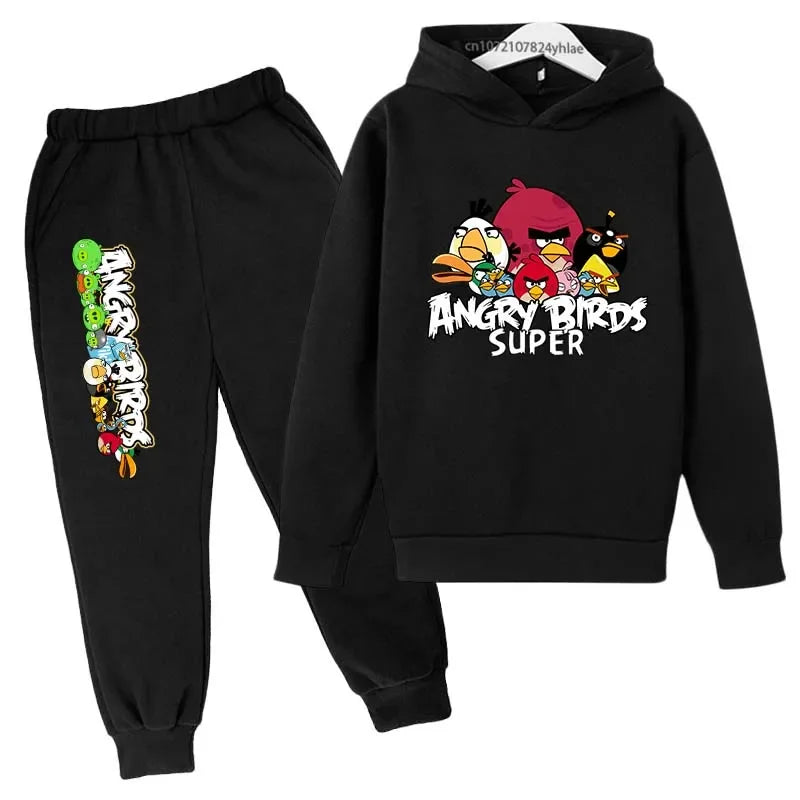 Angry Birds Logo Sweatshirt Set Printed Clothes + Pants Two-piece Set Autumn and Winter Must-Have Suitable for 3-13 Years Old