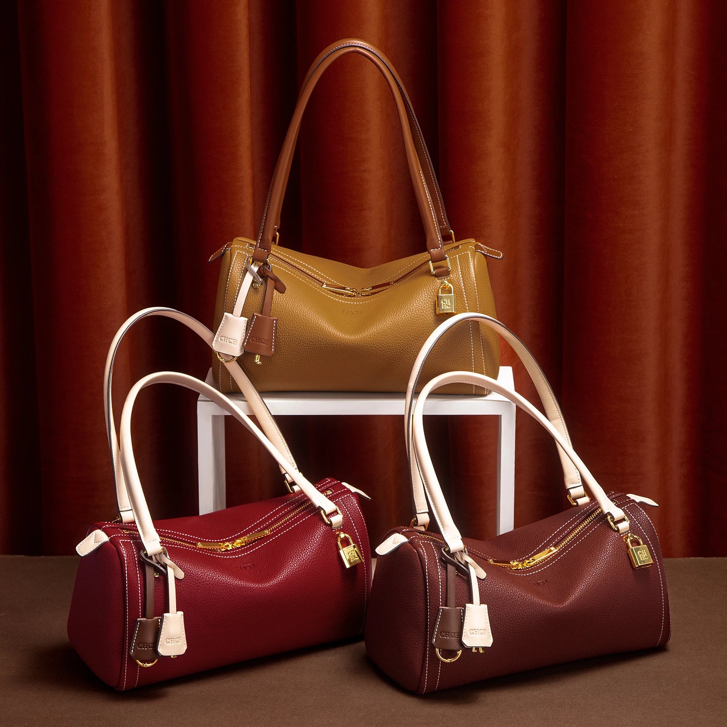 Autumn/Winter New Collection Simple Large Capacity Brown Shoulder Bag Texture Handbag Fashionable Women's Boston Bag