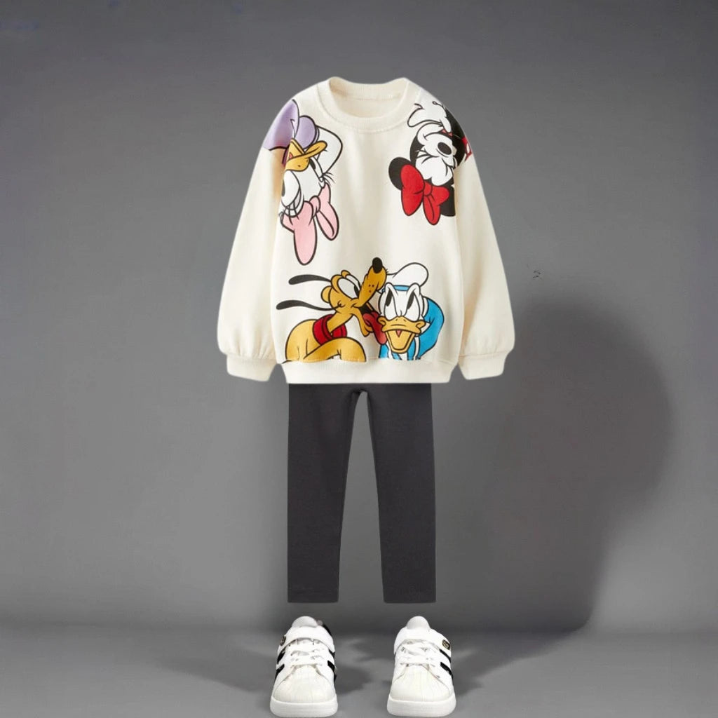 Autumn New Children Clothes Long Sleeve Suit Printed Cartoon Minnie Baby Girls Casual Tracksuits Kids Hoodie + Leggings 2pc/set