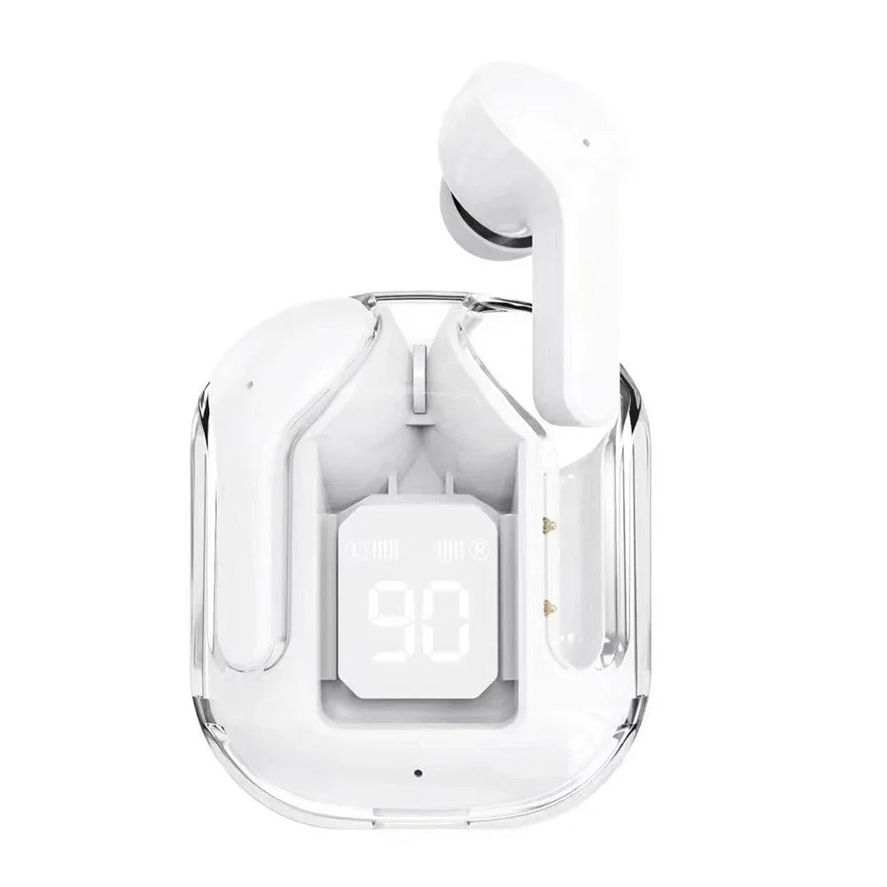 Bluetooth-Compatible Noise Canceling Translucent Earphones with Digital Display Charging Case Small Ear Buds for Sports Working