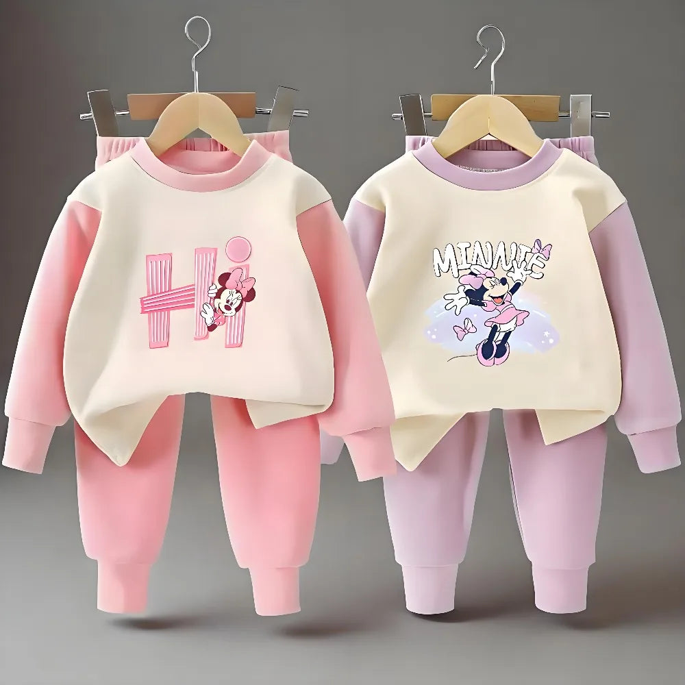 2025 Autumn New Long Sleeve Pajamas Sets for Girls Casual Home Clothes Suit Children Dralon Farbic Kids Bottom Clothes Sleepwear