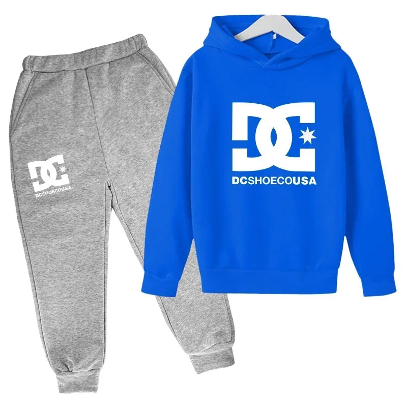 2025 Spring Autumn Outfits Kids Leisure Letter Print 2pcs Hoodie+Pants Tracksuits 3-13 Years Boys Girls Hoodie Pullover Children