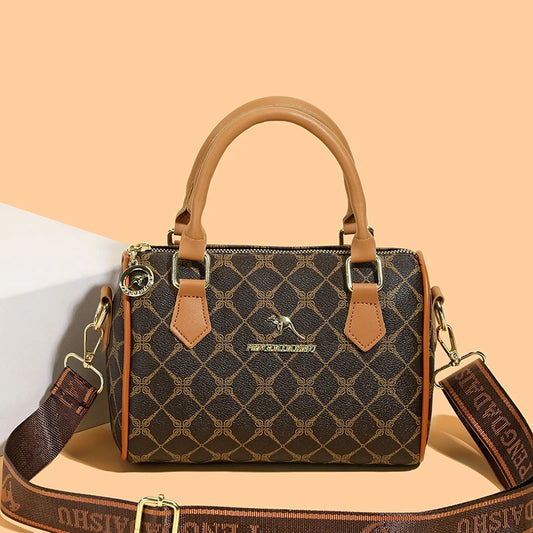 Boston women's handbag, women's single shoulder messenger bag, simple and versatile, large capacity, middle-aged mother's