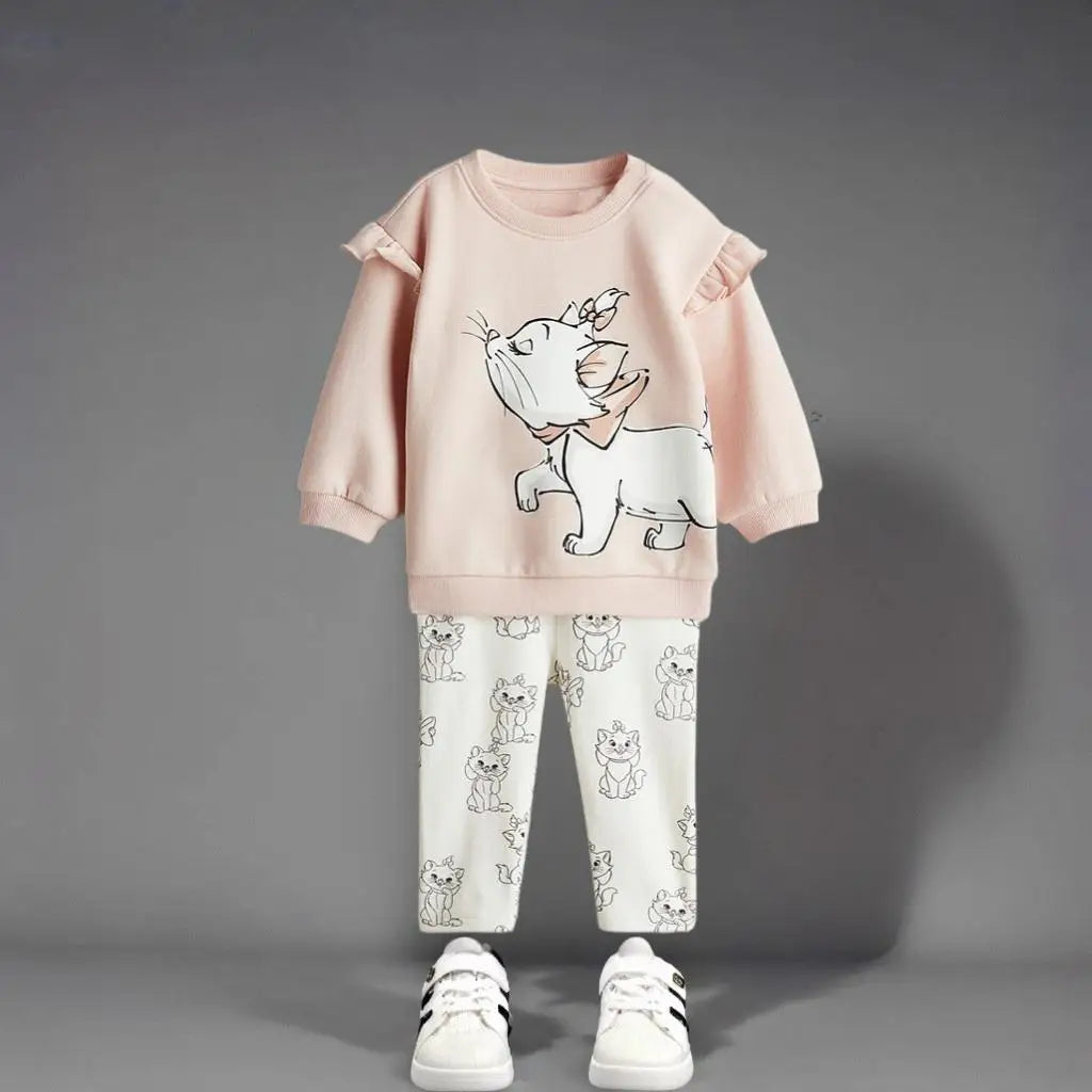 Autumn New Children Clothes Long Sleeve Suit Printed Cartoon Minnie Baby Girls Casual Tracksuits Kids Hoodie + Leggings 2pc/set