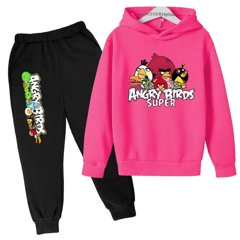 Angry Birds Logo Sweatshirt Set Printed Clothes + Pants Two-piece Set Autumn and Winter Must-Have Suitable for 3-13 Years Old