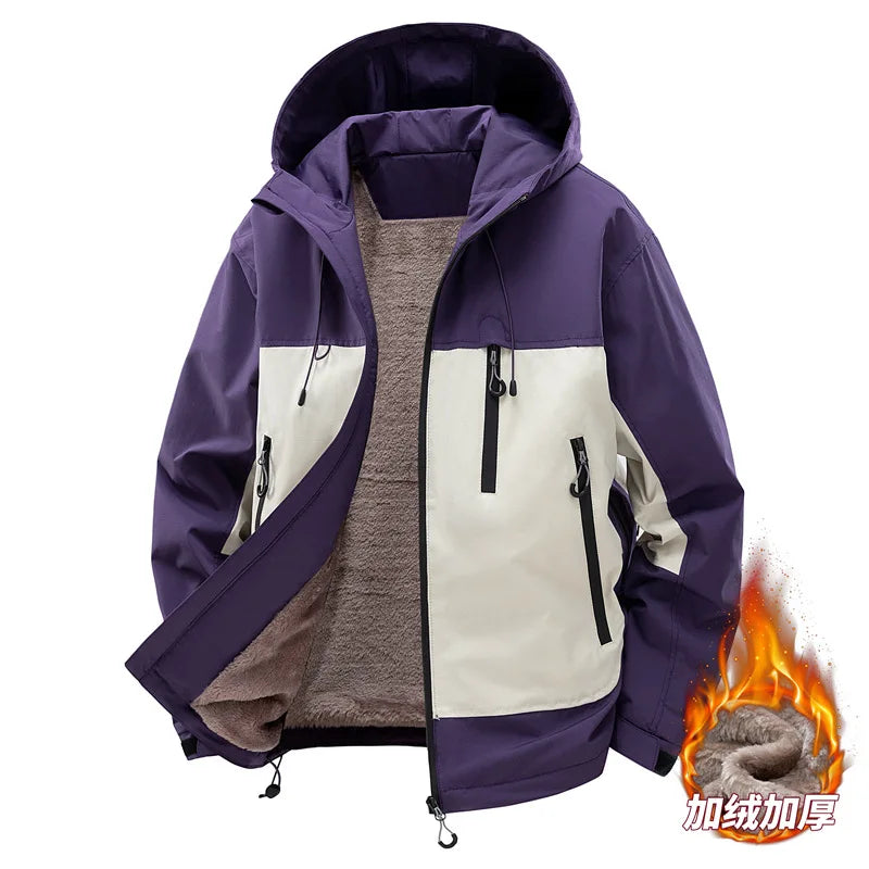 Men's Fleece-Lined Sports Jacket for Autumn & Winter, Waterproof Quick-Dry Fabric, Versatile Outerwear for Cycling & Sports