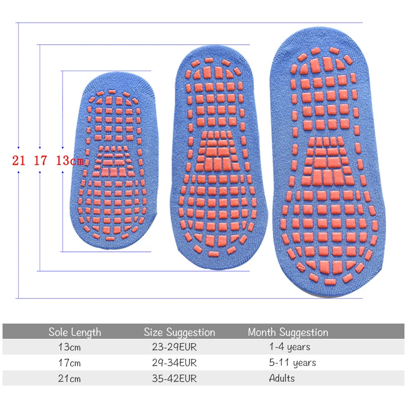 6/12 Pairs Kids Adults Anti-Slip Socks Parent-Child Trampoline Cotton Socks Elasticity Sports Boys Girls Outside Children Socks