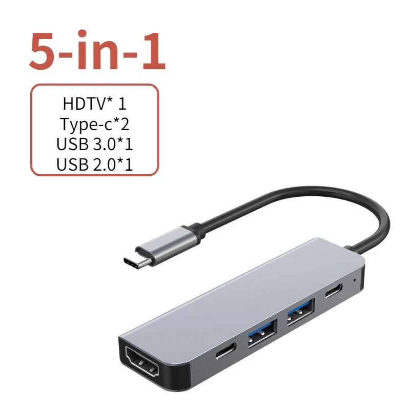 USB C Hub to 4K HDMI-Compatible USB 3.0 2.0 Type C PD Charging Dock for MacBook iPad Samsung S10 Dex TV Mouse Keyboard U Disk