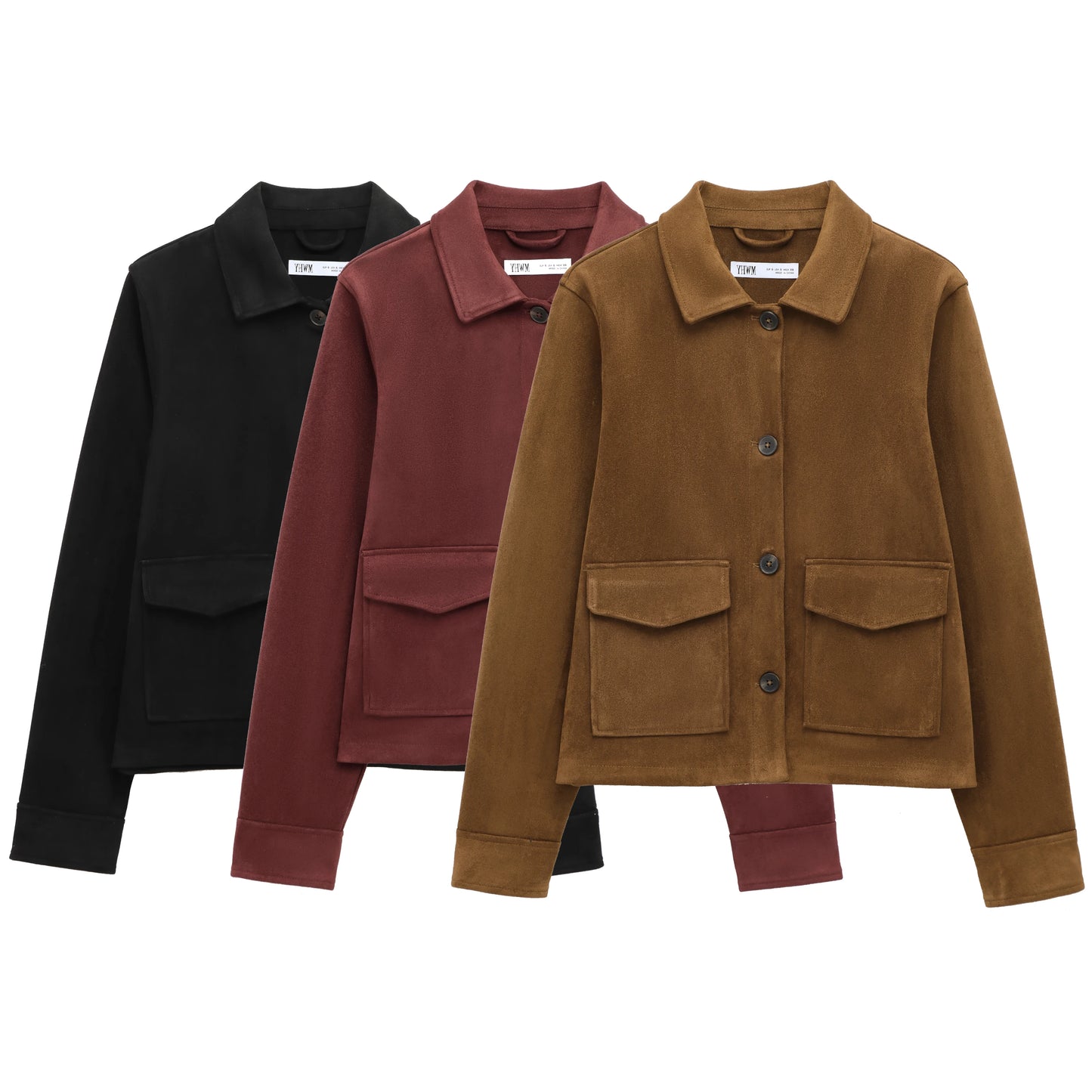 Women's Suede Texture Jacket 2025 Fashion Long Sleeve Cropped Coats Women Casual New In Outerwear