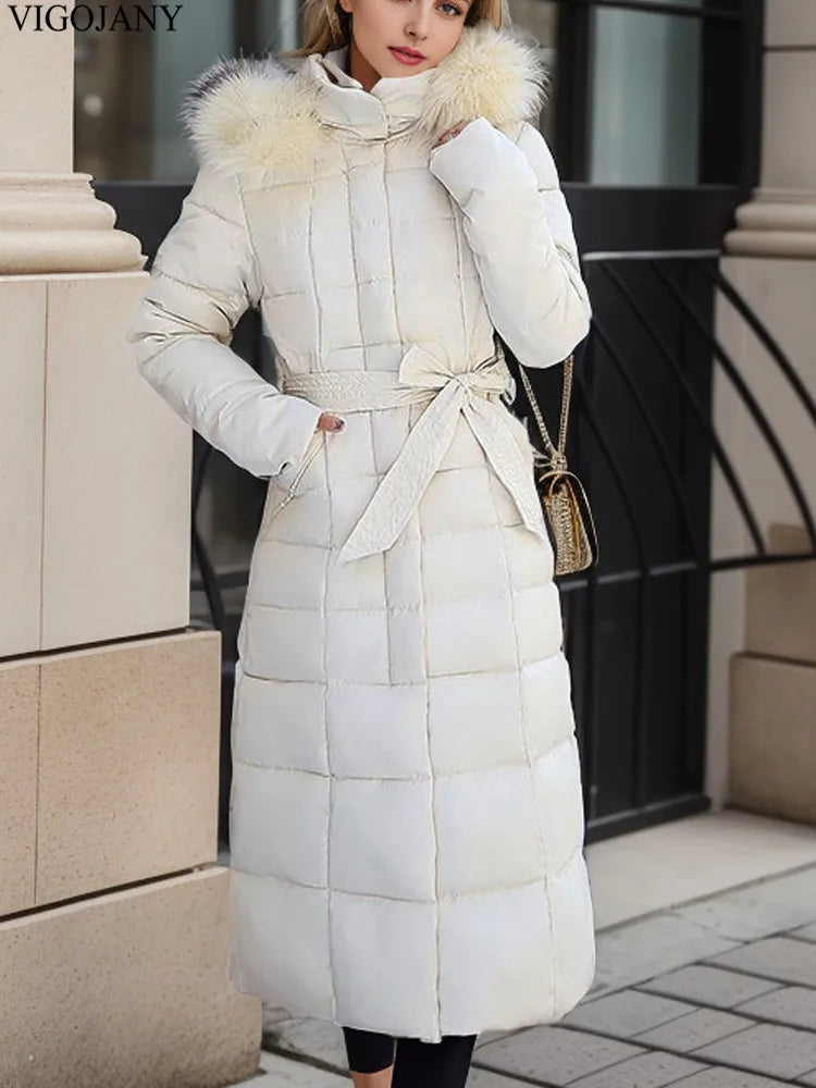 2025 Winter Casual Long Sleeve Plus Size Coat Women Hooded Long Down Cotton Jacket Lady Zipper Pocket Chubby Warm Thick Outwear