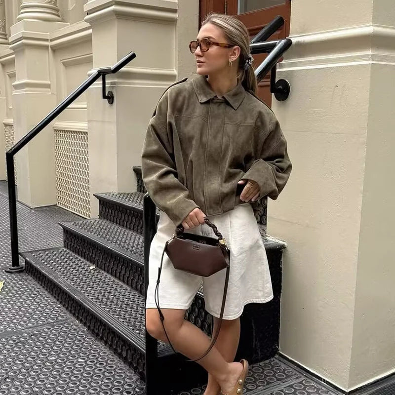 Women's 2025 new Jackets Autumn Fashion Loose Bat Sleeves Elegant Women's Jackets Chic Street Youth Autumn Long Sleeves Coats