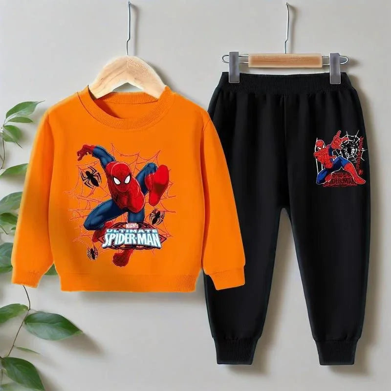 2025 New Kids Casual Sweatshirts Boys Toddler Cartoon Clothing Crewneck Comic Print Pullovers Pants 2pcs Long Sleeve Tracksuits