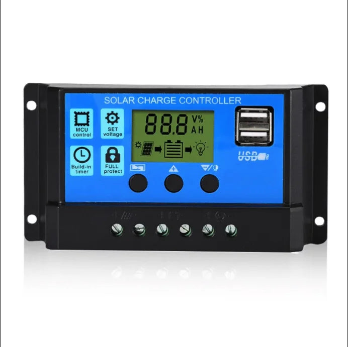 60A PWM Solar Charge Controller 12V 24V with LCD Display Dual USB Voltage