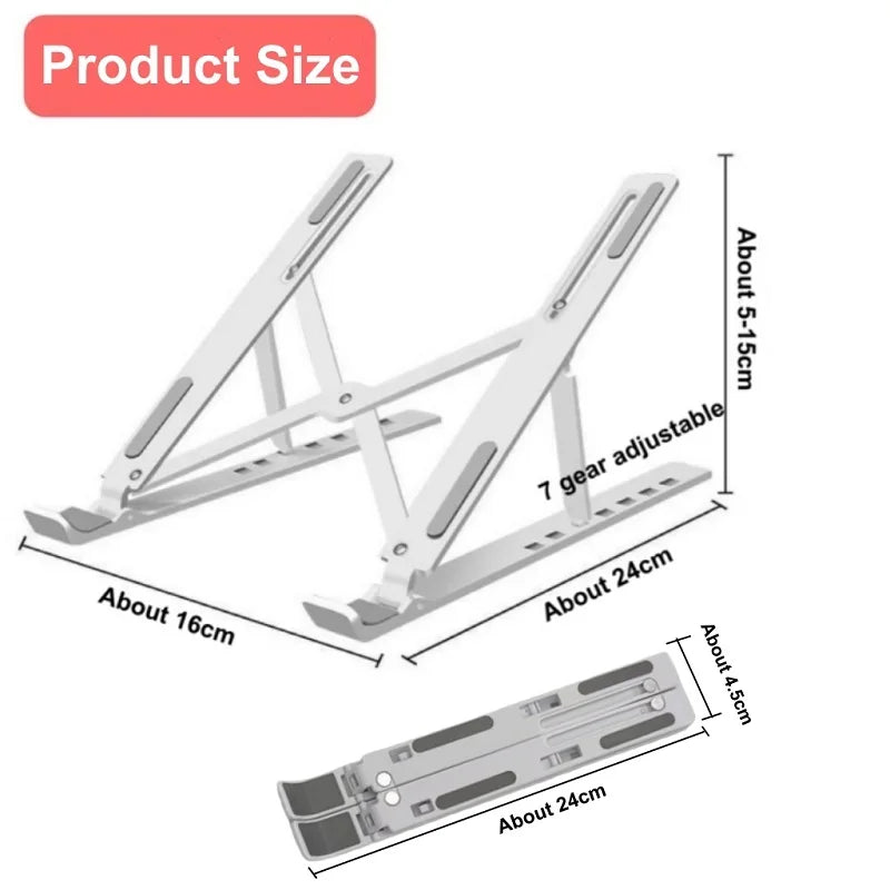 7 Levels Adjustable Laptop Stand  Foldable Portable Notebook Bracket Support Base ABS Holder for Macbook  Lenovo Laptop Air Pro