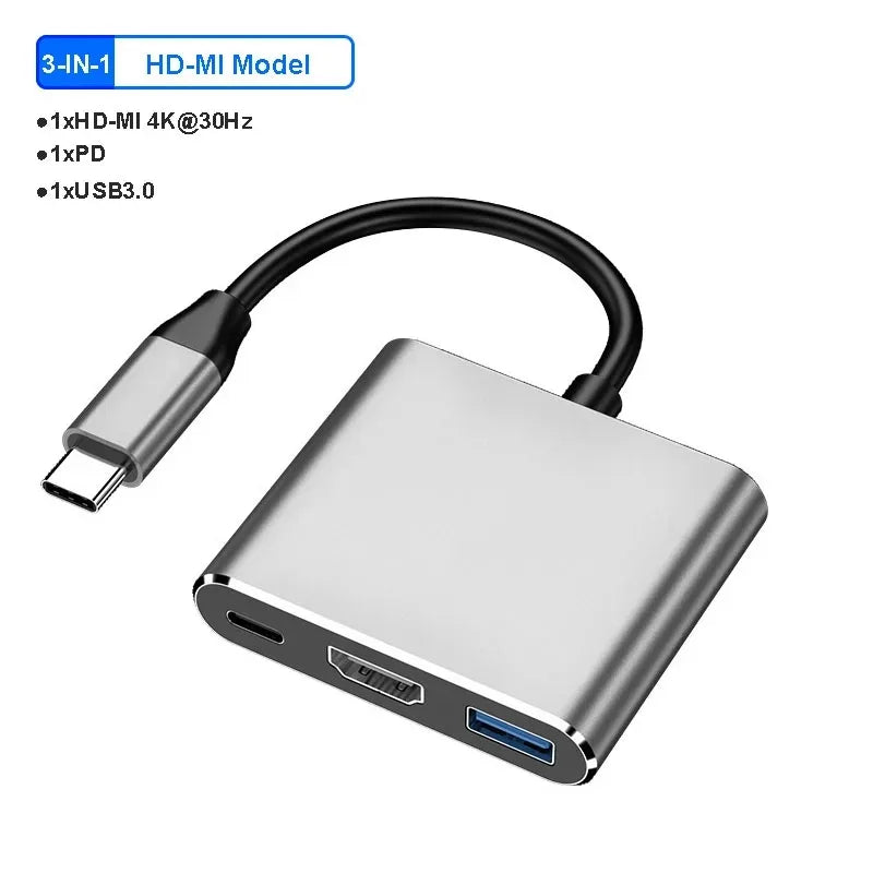 4-in-1 USB C Docking Station Dual HDMI 4K@60Hz Adapter USB 3.0 HUB Type C to HDMI USB C Splitter Adapter OTG For Laptop Macbook