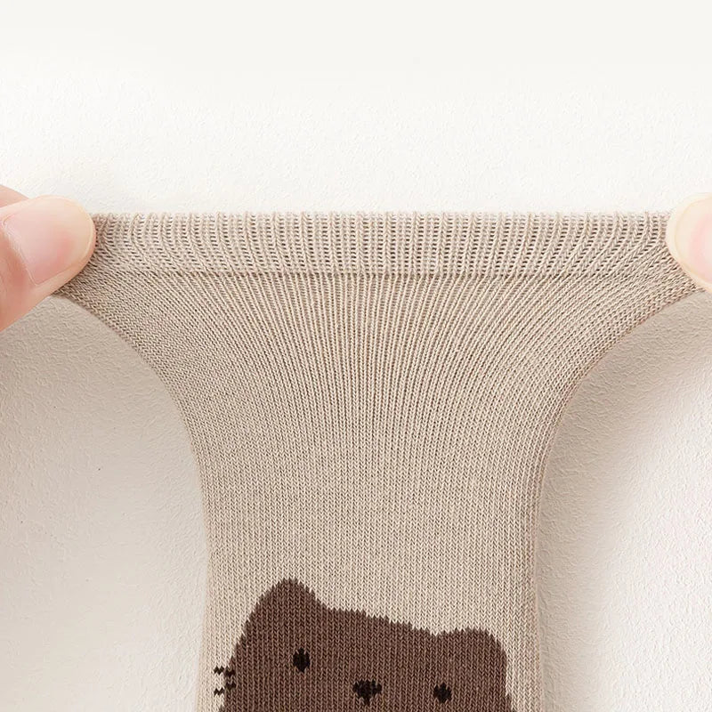 6 Pairs Spring Autumn New Kids Non-Slip Socks Cartoon Fox and Bear Cute Pattern Children Boys Girls Baby Floor Socks Comfortable
