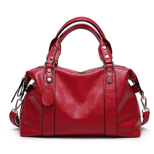 Boston Handbags for Women Faux Leather Hand Bag Ladies 2025 New Luxury Designer Bags Red Blue Black Gray Bolso Mujer Sac Femme