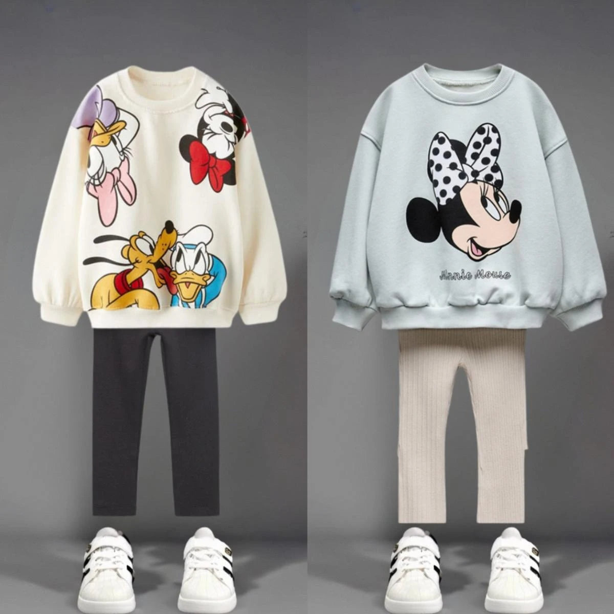 Autumn New Children Clothes Long Sleeve Suit Printed Cartoon Minnie Baby Girls Casual Tracksuits Kids Hoodie + Leggings 2pc/set