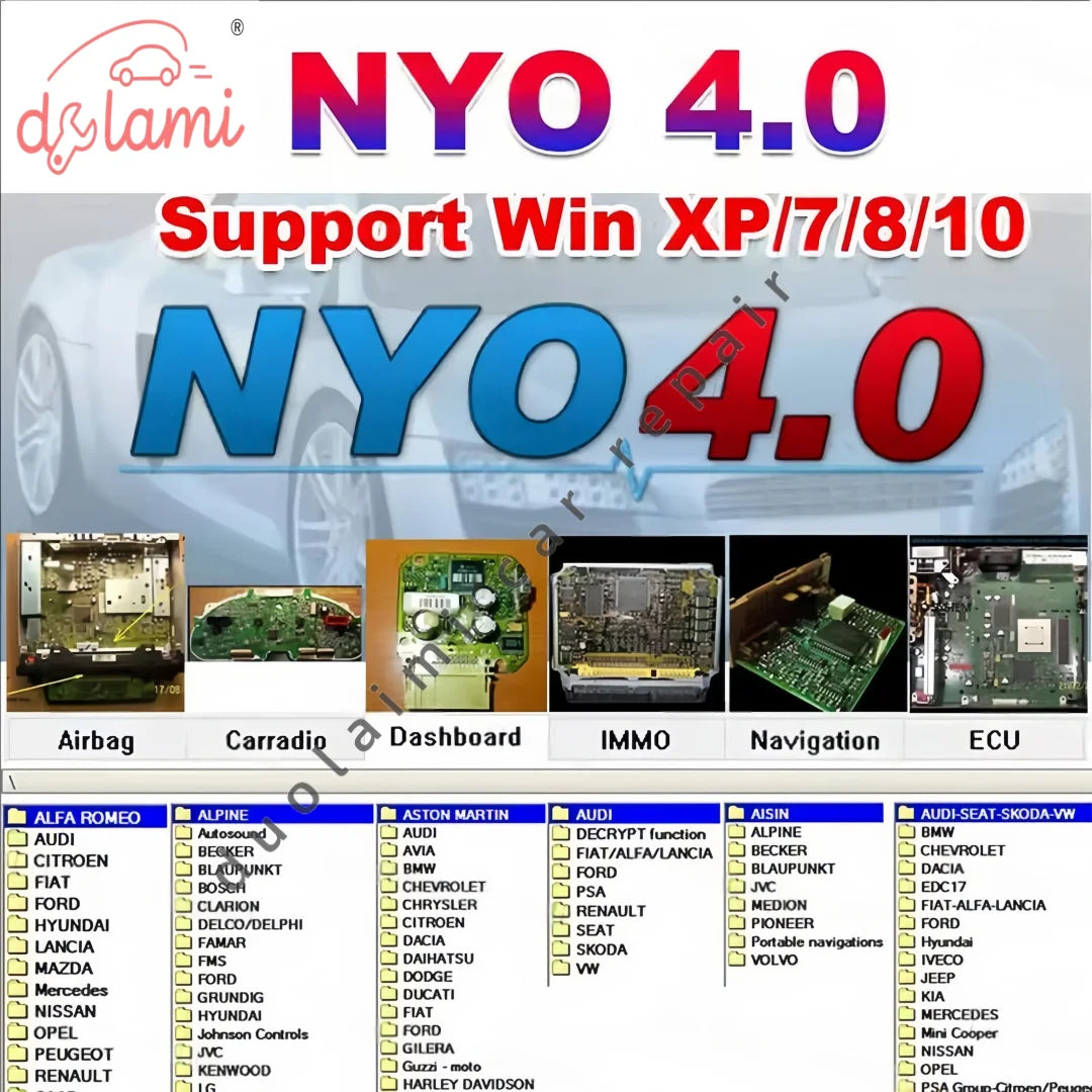 2025 Hot Sale NYO 4.0 Full Database Auto Repair Software Radio unlock dashboard recalibratio IMMO Navigation NYO 4.0 Calculator