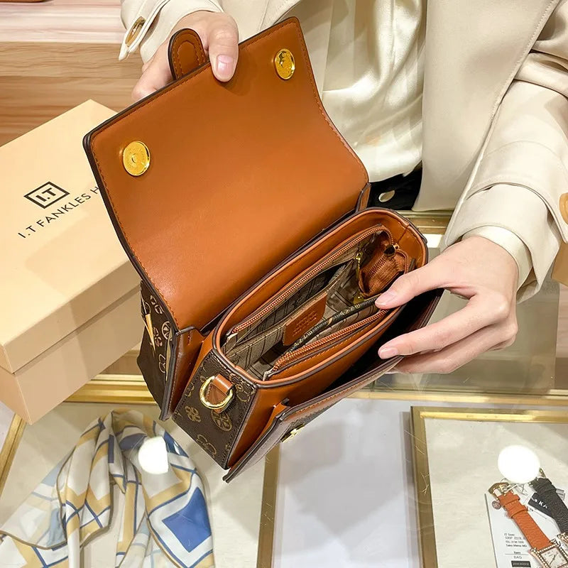 Brand women's handbag 2025 new autumn and winter designer shoulder crossbody bag fashionable and high-end small square bag